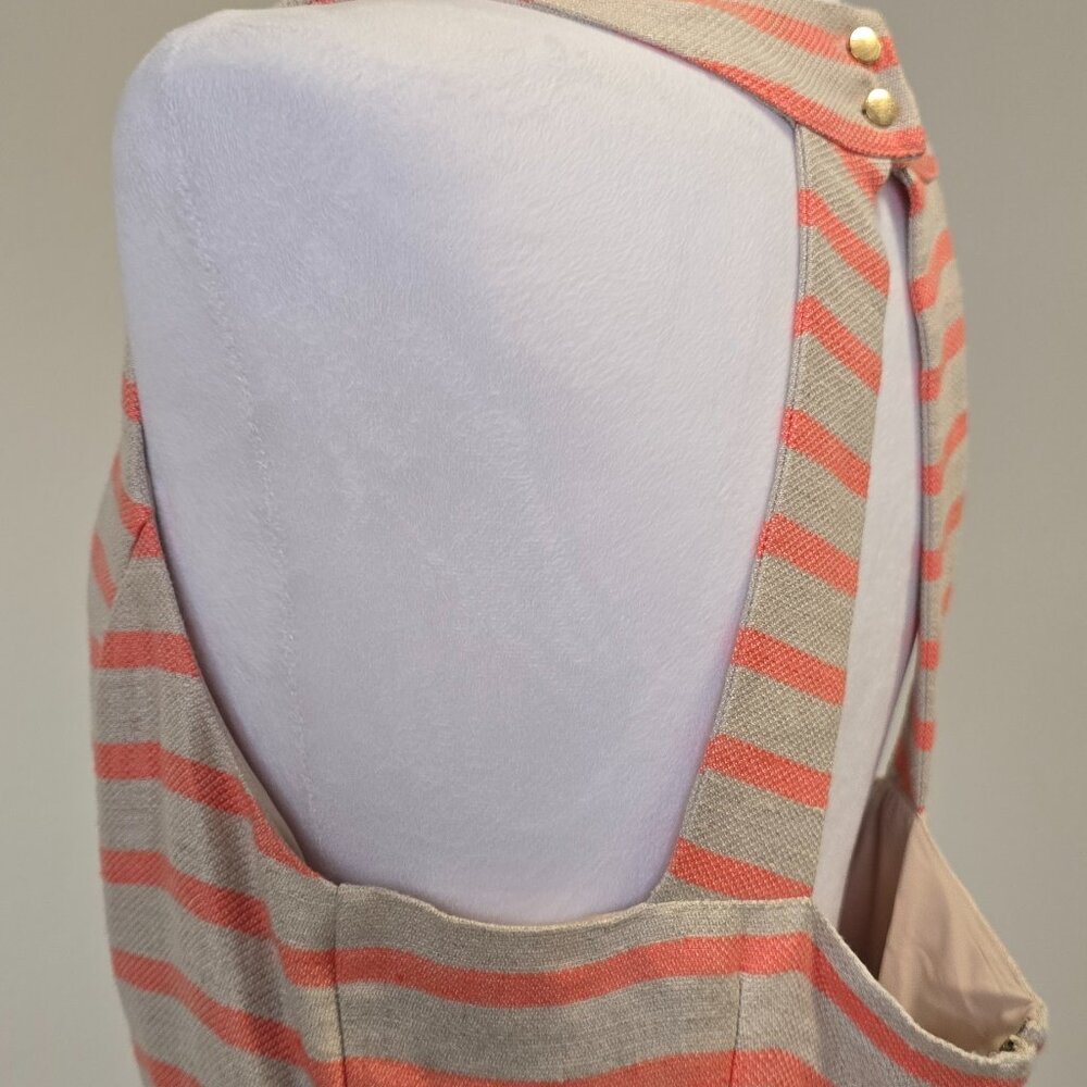 Banana Republic Coral Tan Linen Blend Striped Dress 12 - Picture 8 of 10